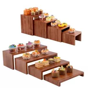 우드 선반 뷔페 진열대 애프터눈티 고급 디저트 케이크받침 케이크 테이블 음식