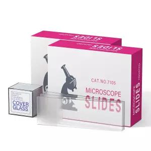 베이비오트 프로스트 현미경 슬라이드 키트 100개의 사전 세척 빈 및 22x22mm 정사각형 커버슬립 단안 쌍안