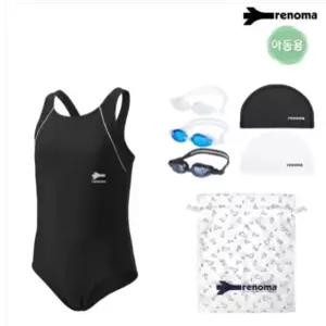 여아동 U백 원피스수영복 수경수모 세트 GS2G805SET_BK