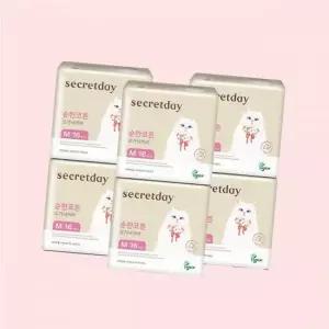 시크릿데이 생리대 순한코튼 면 오가닉 중형 16PX6팩 4558113