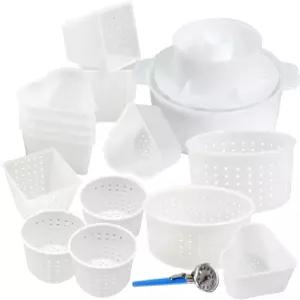 초보자를 위한 16개 치즈 제조 키트 - 부드러운 폼 몰드 + 온도계 팔로워가 있는 단단한 용품 파라 퀘소