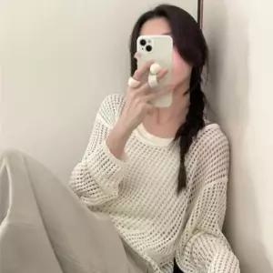 [옷은날개] 레이어드 오버핏 니트 넷 그물 펀칭