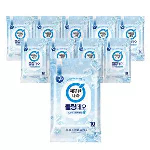 [온누리상품] 깨끗한나라 페퍼민트 쿨링 데오티슈 10매 x 10팩