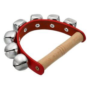 패티킬 3pcs 핸드 징글벨, 벨 핸드헬드 손목벨 썰매벨, 음악 수업 파티 크리스마스를 위한 7개의 벨이 있는 나무 타악기 뮤지컬, 레드