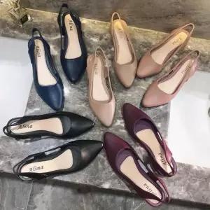 여성 슬링백 젤리 슈즈 직장인 회사원 낮은굽 봄구두