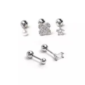 [셀러에이드]TC_eps6707-S 실버 0.8mm바 피어싱 귀걸이 (5종set)