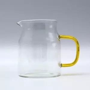 현이몰 마카 유리컵 내열 저그 손잡이 옐로우 600ml 내열유리컵 물컵 유리글래스 글라스잔 물잔 카페컵