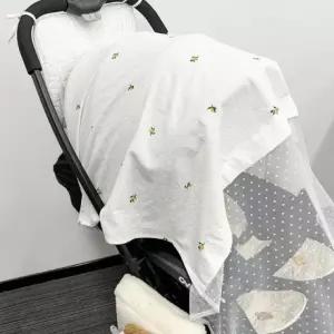 아기자기한 꽃무늬 곰돌이 통풍이 잘되는 매쉬 도트 유모차 선쉐이드 악세사리 벌레차단