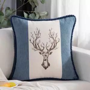 자수사각쿠션 명품쿠션 고급 블루 인테리어 북유럽 소파 48x48