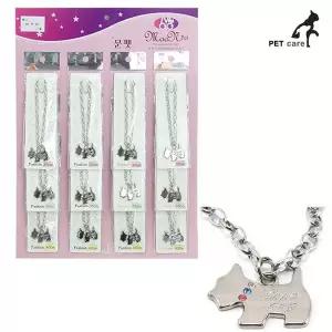 강아지모양 체인목걸이 12개입 1판 백금