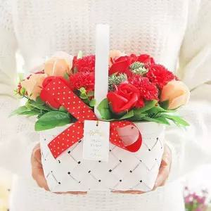 카네이션 비누꽃 바구니 레드 꽃선물 선물용