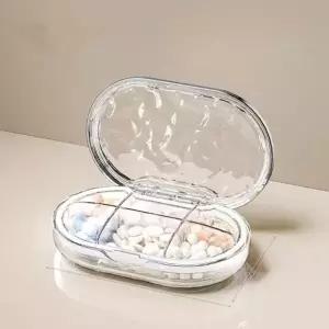 (색상 6칸 투명)휴대용 방수 약통 6칸 투명 알약케이스