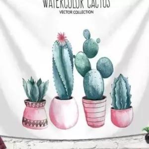 마리빙 3호 선인장 인테리어포스터 북유럽 패브릭가림막 핑크 월데코 특대 200X150