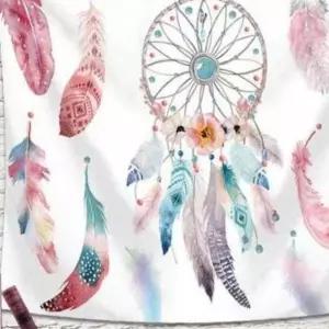 마리빙 핑크 2호 인테리어포스터 북유럽 깃털 패브릭가림막 월데코 특대 200X150