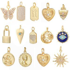 보석 만들기 용품에 대한 하트 아이 스타 매력 골드 컬러 천사 이블 블루 펜던트 디자인 귀걸이 목걸이에 D