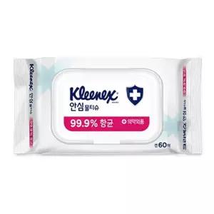 크리넥스 안심 물티슈 캡형 60매 4P 휴대용 물휴지
