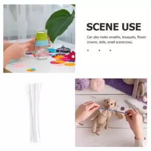 꽃철사 인공 부케 화이트 꽃 와이어 스템 화환 수제 공예 다리미 봉 결혼 50개