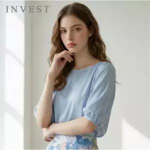 [인베스트] 볼륨 소매 보트 넥 블라우스_IN6M1BL5351