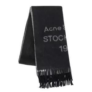 아크네 스튜디오 26SS 로고 울 머플러 블랙화이트 CA0398 J83