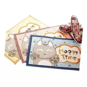 섬유매트 미끄럼방지 해피타임 매트-소 테두리 인테리어소품 귀여운 세척가능 욕실 부드러운