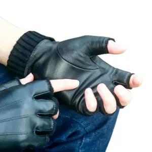 남성 장갑 노출형 보온 양가죽 운전 겨울철 손가락 기모 반장갑 겨울 터치 방한 스마트폰 울