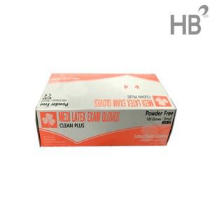 클린플러스 라텍스장갑 비멸균 100장 / 진료용 청소용 병원 식당 천연고무 일회용 파우더프리