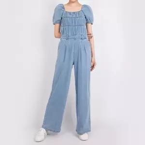 [게스]게스 여성 점프수트 스모킹 와이드 오버롤 라이트블루 YN2D7752