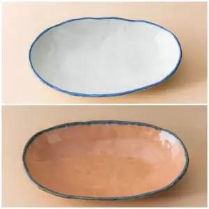 이천도자기 팔레트 타원볼 디저트 샐러드 플레이트