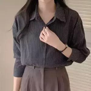 [코코블랑] 피치기모 스트라이프 셔츠