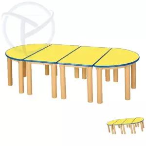 H47-2 안전책상 노랑 유치원 다리 530MM 반원책상 확장테이블 반원식탁
