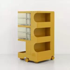 마켓비 이동식 서랍장 회전 트롤리 4단 투명 옐로우