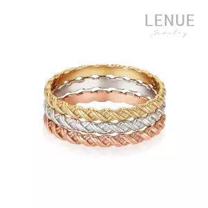 레뉴 크라바타 매듭 레이어드 반지 / 14K 골드 18K 꼬임 밧줄 위빙 가드링 실반지