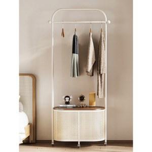 라탄 이동식 행거 헤드 수납 침실 원목 60cm 드레스룸 플랫 옷걸이
