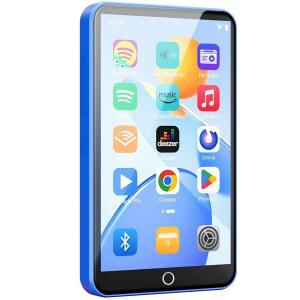 블루투스 및 WiFi가 지원되는 Fanvace 80GB MP3 플레이어, 4인치 터치스크린 스피커가 Android MP4 FM 라디오가 Spotify 음악 Audible, Amazon 음악, 플레이 스토어(파란색)