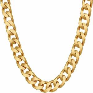 평생 보석 8mm 쿠바 커브 링크 체인 목걸이 여성 남성 24k 골드 도금
