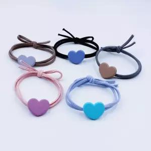하트 팬던트 무광 헤어 머리끈 러블리 플라워 팬던트 메탈 머리 헤어 끈