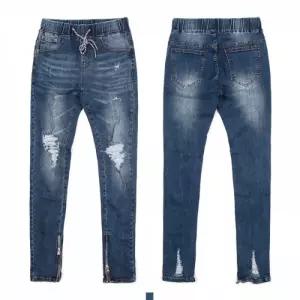 지퍼 슬림핏 스판 디스트로이드진