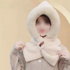 밍크털 일체형 후드목도리 겨울 방한 모자 목도리 후드 넥워머 여성