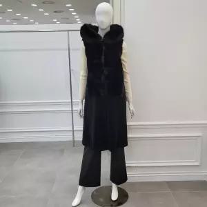 리얼 양모 밍크 폭스 후드 롱 베스트 (MZDKFV0920)IC