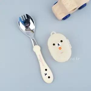 리락쿠마 편한 스푼 (얼굴) (아이보리)/숟가락/등산용/수저/포크/겸용/아동/유아/포카락/어린이집/도시락