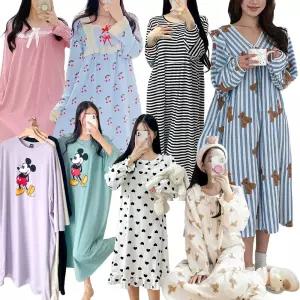 [신상잠옷/시즌오프] 긴팔 반팔 원피스잠옷모음/극세사  빅사이즈 임부복 뜨왈 반팔 나시 캡내장원피스