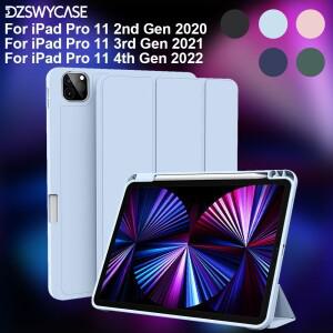 아이패드 프로 11인치 4세대/3세대/2세대 //용 실리콘 케이스 펜슬 홀더 포함 삼단 스탠드 커버 자동 절전/