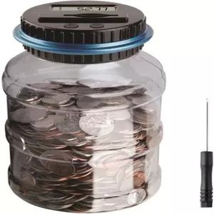 대형 돼지 저금통 디지털 카운팅 머니 병 LCD 카운터가 있는 1.8L 용량 동전 카운터 기계 소년을 위한