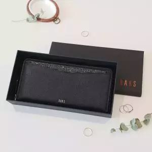 [백화점정품] 닥스 지퍼형 수납력 블랙 천연가죽 여성용 실용적 편리한 장지갑