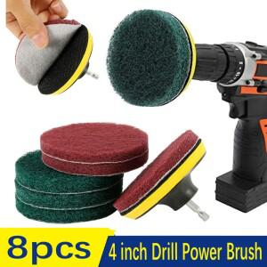 4인치 드릴 파워 브러시 타일 스크러버 수색 패드 청소 키트 욕실 바닥 욕조 연마 용 가정용 도구
