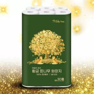 쓸수록 부자되는 데일리트리 황금돈나무 3겹 화장지/휴지/두루마리 30롤 1팩