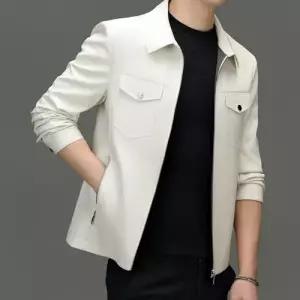 남성 캐주얼 항공 점퍼 가죽옷 봄 집업 칼라 솔리드 얇은 코트 가죽 재킷 힛템