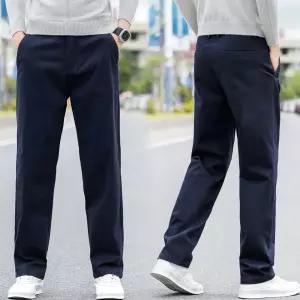 팬츠 면 캐주얼 와이드 무지 봄가을 빅사이즈 스판 남자면바지 일자팬츠 ible1