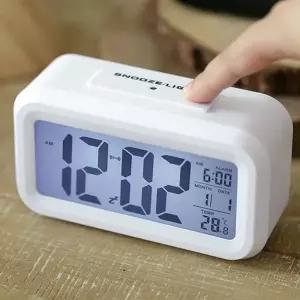 디지털 알람 시계 심플 스마트 데스크 무소음 탁상 시계 시간 표시 온도계 디자인 실내 날짜