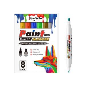 8색 양면 영구 페인트 마커 방수 화이트 타이어 트레드 고무 직물 금속 펜